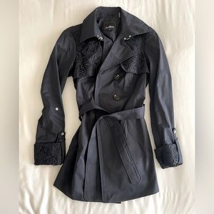 Sam Edelman navy raincoat with lace detail